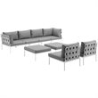 Modway Harmony 8-Piece Outdoor Patio Aluminum Sectional Sofa Set in White/Gray