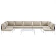 Modway Harmony 8-Piece Outdoor Patio Aluminum Sectional Sofa Set in White/Beige