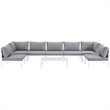 Modway Harmony 8-Piece Outdoor Patio Aluminum Sectional Sofa Set in White/Gray