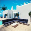 Modway Harmony 8-Piece Outdoor Patio Aluminum Sectional Sofa Set in White/Navy