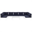 Modway Harmony 8-Piece Outdoor Patio Aluminum Sectional Sofa Set in White/Navy