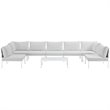 Modway Harmony 8-Piece Outdoor Patio Aluminum Sectional Sofa Set in White