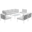 Modway Harmony 8-Piece Outdoor Patio Aluminum Sectional Sofa Set in White
