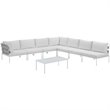 Modway Harmony 8-Piece Outdoor Patio Aluminum Sectional Sofa Set in White