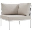 Modway Harmony 6-Piece Outdoor Patio Aluminum Sectional Sofa Set in White/Beige
