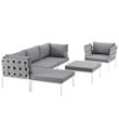 Modway Harmony 6-Piece Outdoor Patio Aluminum Sectional Sofa Set in White/Gray