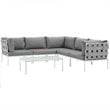 Modway Harmony 6-Piece Outdoor Patio Aluminum Sectional Sofa Set in White/Gray