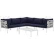Modway Harmony 6-Piece Outdoor Patio Aluminum Sectional Sofa Set in White/Navy