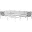 Modway Harmony 6-Piece Outdoor Patio Aluminum Sectional Sofa Set in White