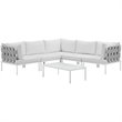 Modway Harmony 6-Piece Outdoor Patio Aluminum Sectional Sofa Set in White