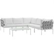 Modway Harmony 6-Piece Outdoor Patio Aluminum Sectional Sofa Set in White