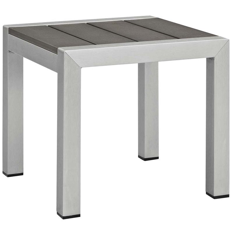 Modway Shore 3-Piece Outdoor Aluminum Chaise with Cushions in Silver/Turquoise