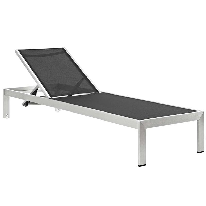 Modway Shore Fabric Patio Chaise Lounge Chairs in Silver/Turquoise (Set of 2)
