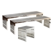 Modway Gridiron Modern Style Stainless Steel Benches in Silver (Set of 3)