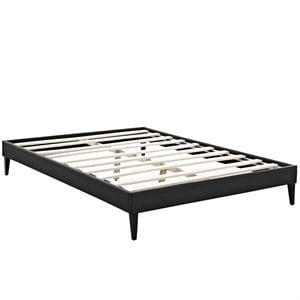 modway sharon faux leather upholstered platform bed in black with square tapered legs