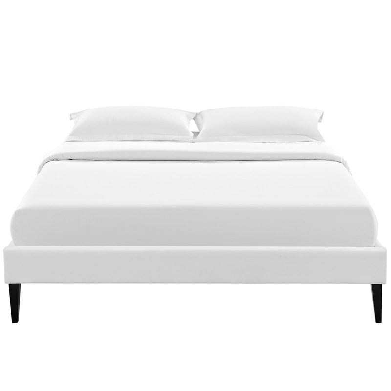 Modway Sharon Faux Leather Upholstered Queen Platform Bed in White