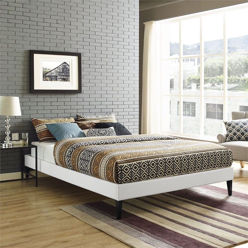 Modway Sharon Faux Leather Upholstered Queen Platform Bed in White