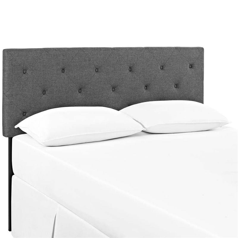 Modway Terisa King Upholstered Polyester Fabric Solid Wood Headboard in Gray