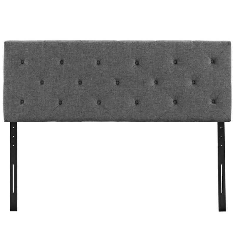 Modway Terisa King Upholstered Polyester Fabric Solid Wood Headboard in Gray