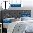 Modway Terisa King Upholstered Polyester Fabric Solid Wood Headboard in Gray