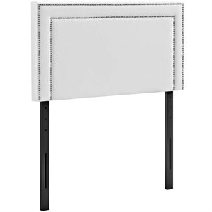 modway jessamine faux leather upholstered headboard in white