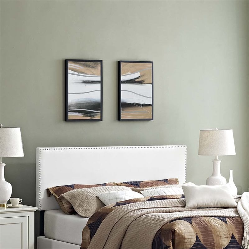 Modway Phoebe Full Upholstered Vinyl and Solid Wood Headboard in White