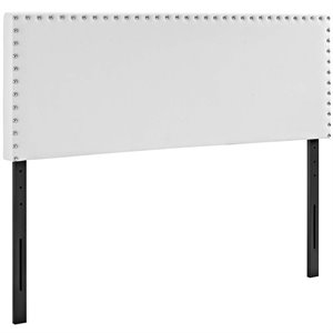 modway phoebe faux leather upholstered headboard in white