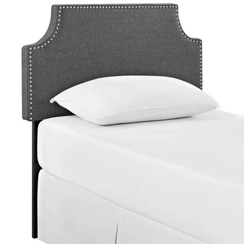 Modway Laura Twin Upholstered Polyester Fabric Headboard in Gray