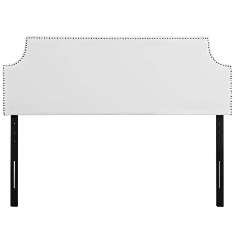 Modway Laura Queen Upholstered Vinyl and Solid Wood Headboard in White