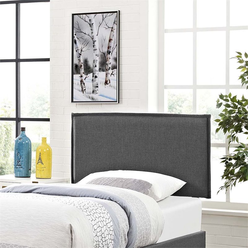 Modway Camille Twin Upholstered Polyester Fabric Headboard in Gray