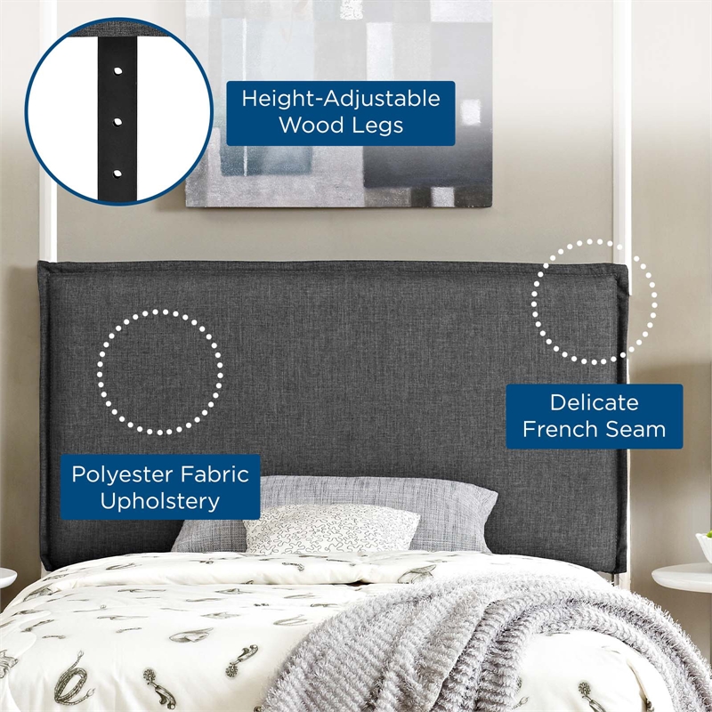 Modway Camille Twin Upholstered Polyester Fabric Headboard in Gray