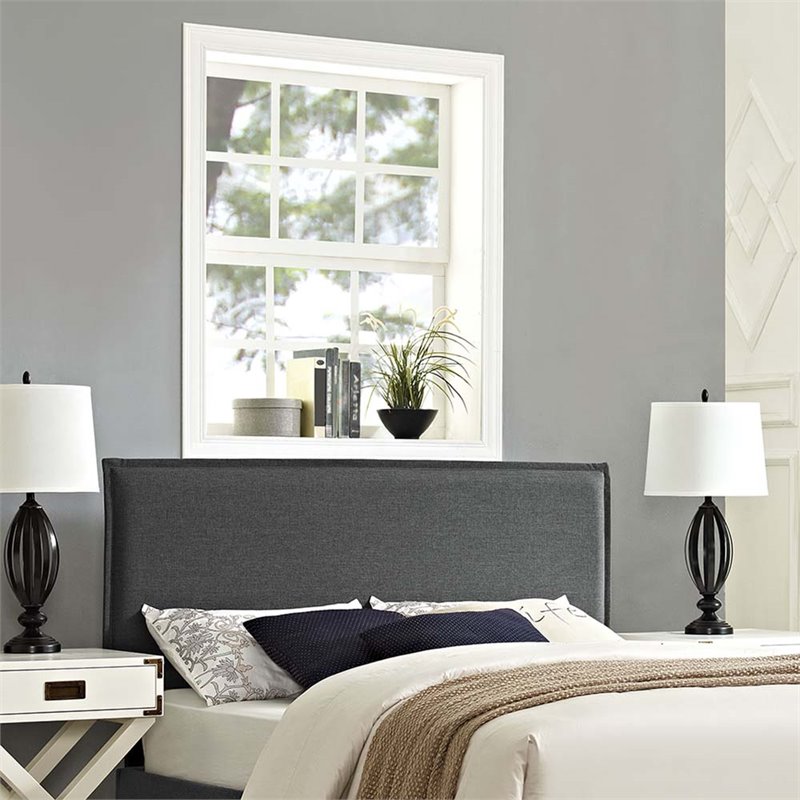 Modway Camille Queen Upholstered Polyester Fabric Headboard in Gray