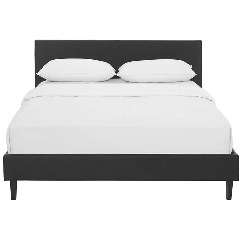 Modway Anya Modern Style Vinyl and Wood Full Bed in Black Finish