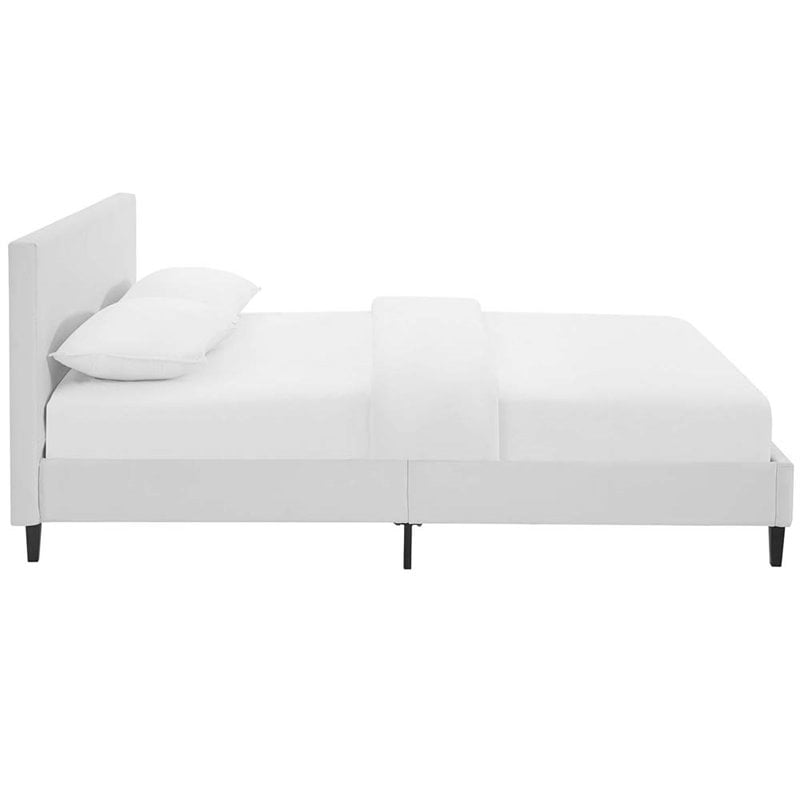 Modway Anya Modern Style Vinyl and Wood Full Bed in White Finish