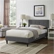 Modway Linnea Upholstered Gray Twin Platform Bed with Wood Slat Support