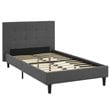 Modway Linnea Upholstered Gray Twin Platform Bed with Wood Slat Support