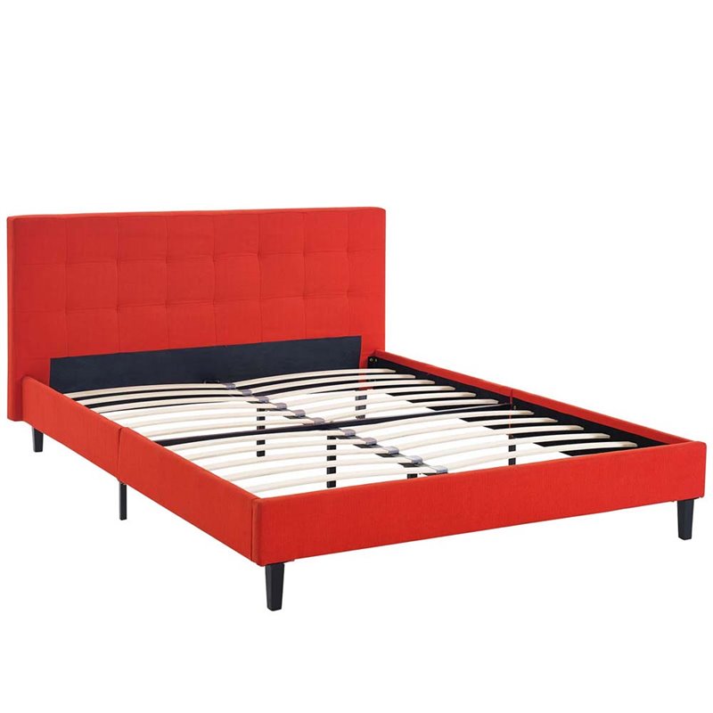 Details about   Modway Linnea Fabric Upholstered Full Platform Bed in Atomic Red 