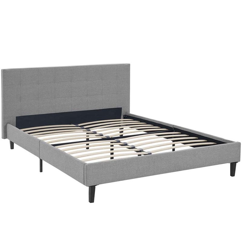 Modway Linnea Full Modern Polyester Fabric and Wood Bed in Light Gray