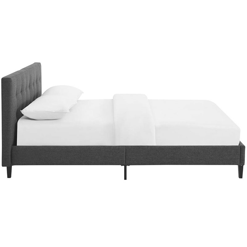 Modway Linnea Queen Modern Polyester Fabric and Wood Bed in Gray