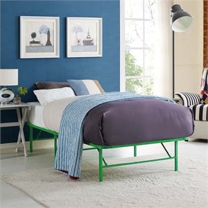 modway horizon stainless steel metal bed frame in green