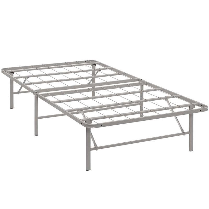 Modway Horizon Twin Modern Style Stainless Steel Bed Frame in Gray