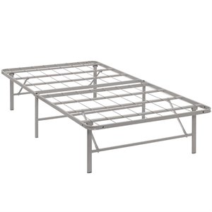 modway horizon stainless steel metal bed frame in gray