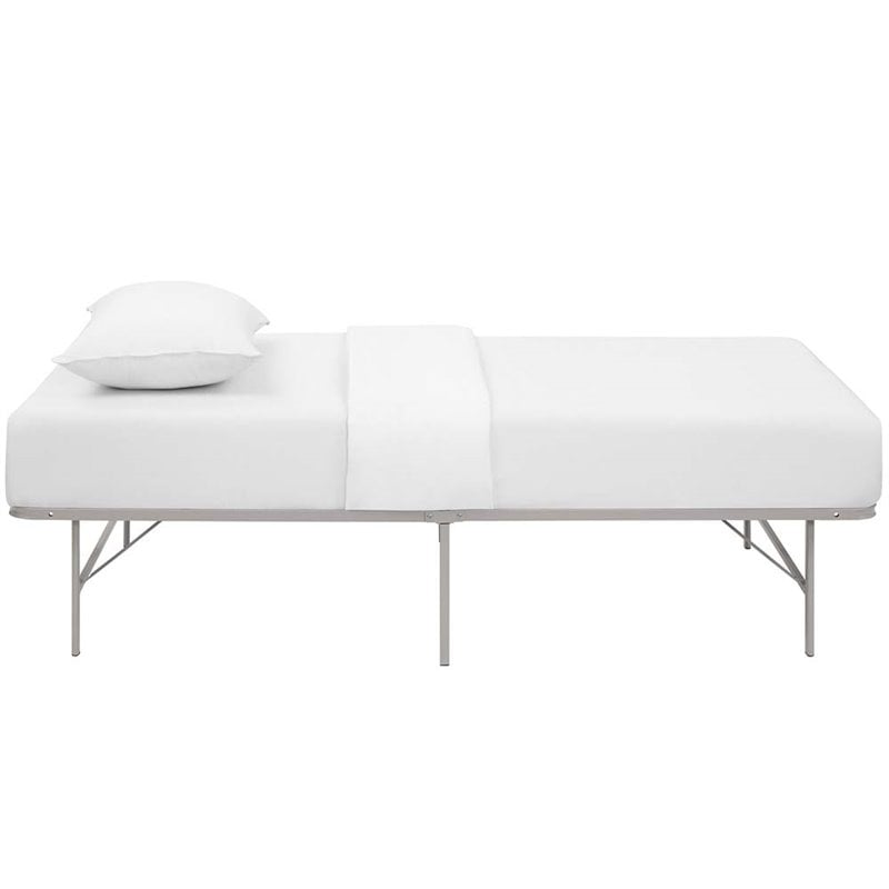 Modway Horizon Twin Modern Style Stainless Steel Bed Frame in Gray