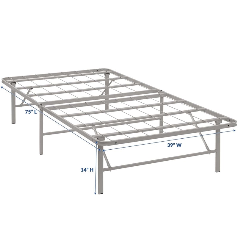 Modway Horizon Twin Modern Style Stainless Steel Bed Frame in Gray