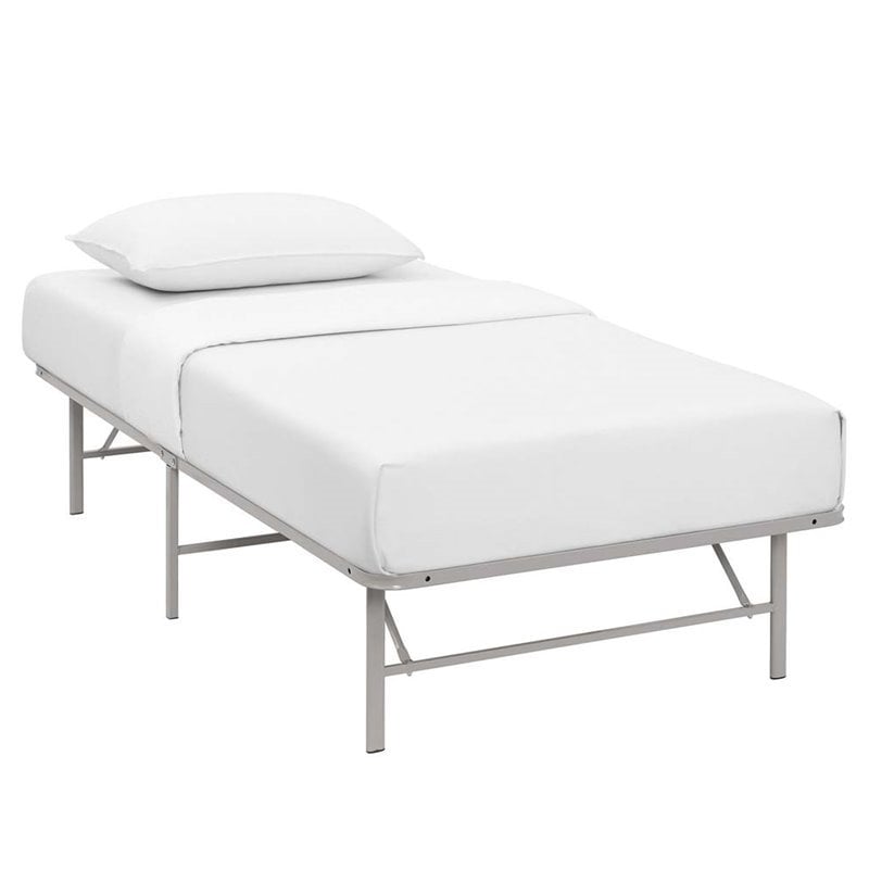 Modway Horizon Twin Modern Style Stainless Steel Bed Frame in Gray