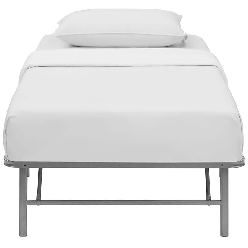 Modway Horizon Stainless Steel Twin Metal Bed Frame in Silver