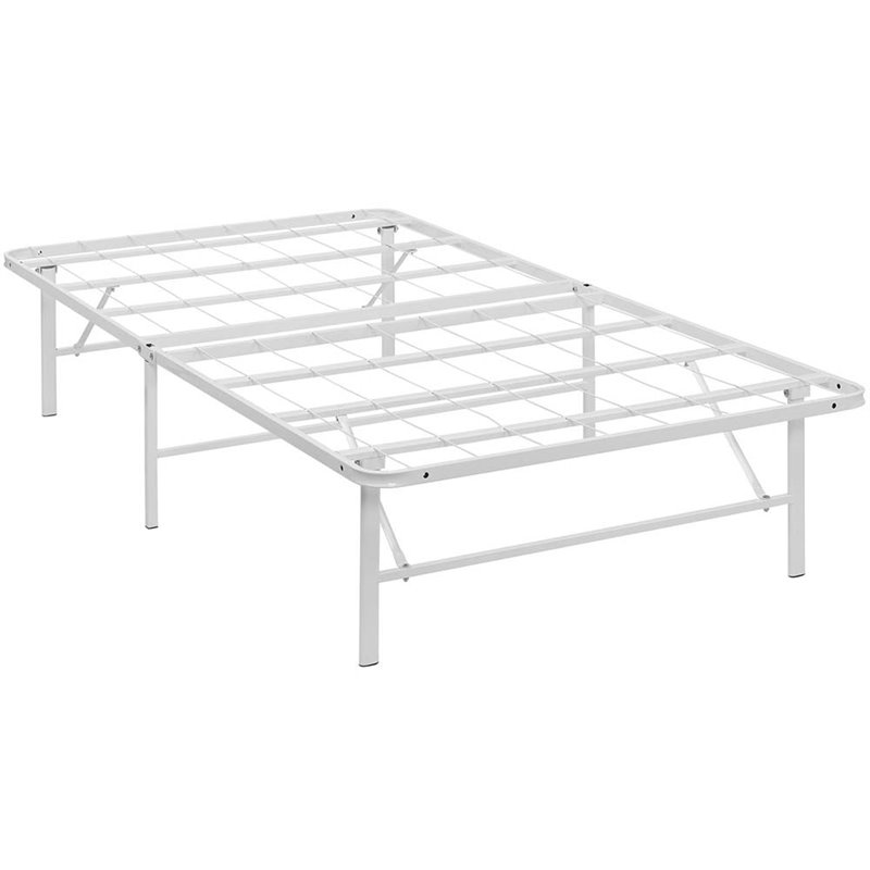 Modway Horizon Stainless Steel Twin Metal Bed Frame in White