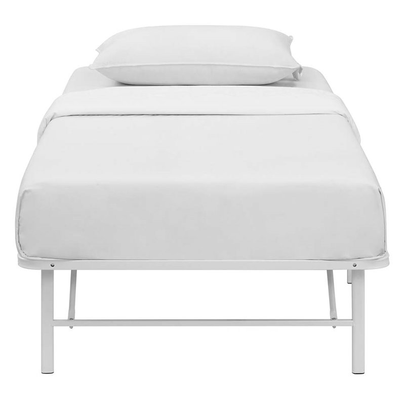 Modway Horizon Stainless Steel Twin Metal Bed Frame in White