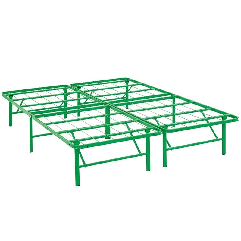 Modway Horizon Stainless Steel Full Metal Bed Frame in Green