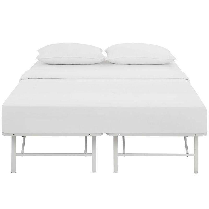 Modway Horizon Full Modern Style Stainless Steel Bed Frame in White